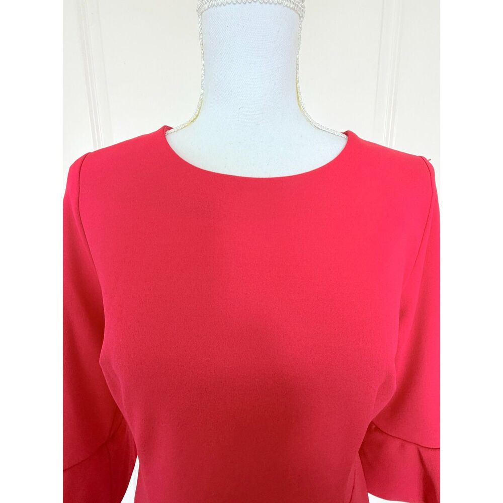 Shelby & Palmer Red 3/4 Bell Sleeve Sheath Dress Women's Size 10 Pre-owned - Picture 2 of 7